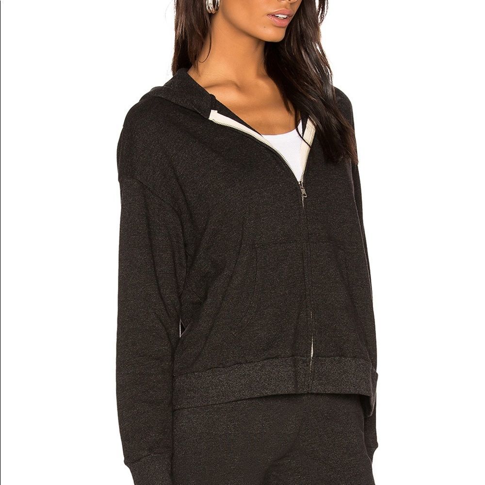 Monrow Black Skull Zip-Up L/S Hoodie Large NWT - Picture 7 of 11